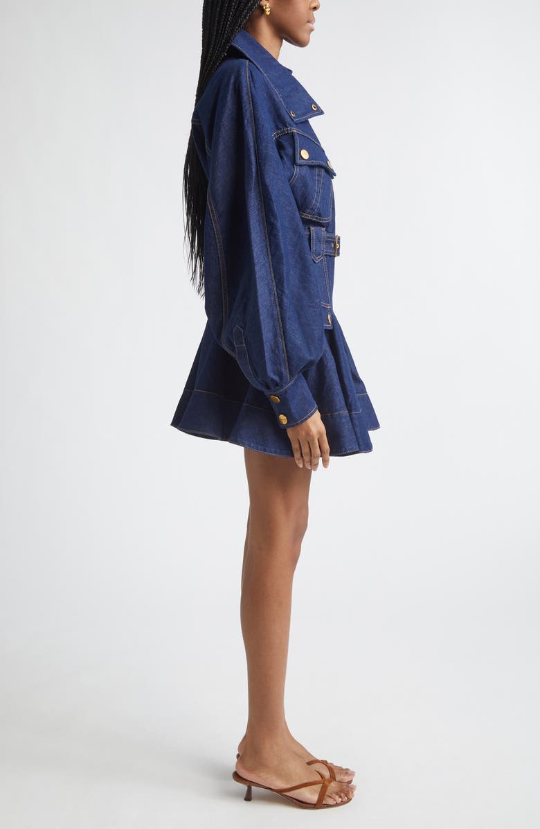 Zimmermann Kindred Spirit Luna Long Sleeve Denim Utility Minidress, Alternate, color, Harbour Blue