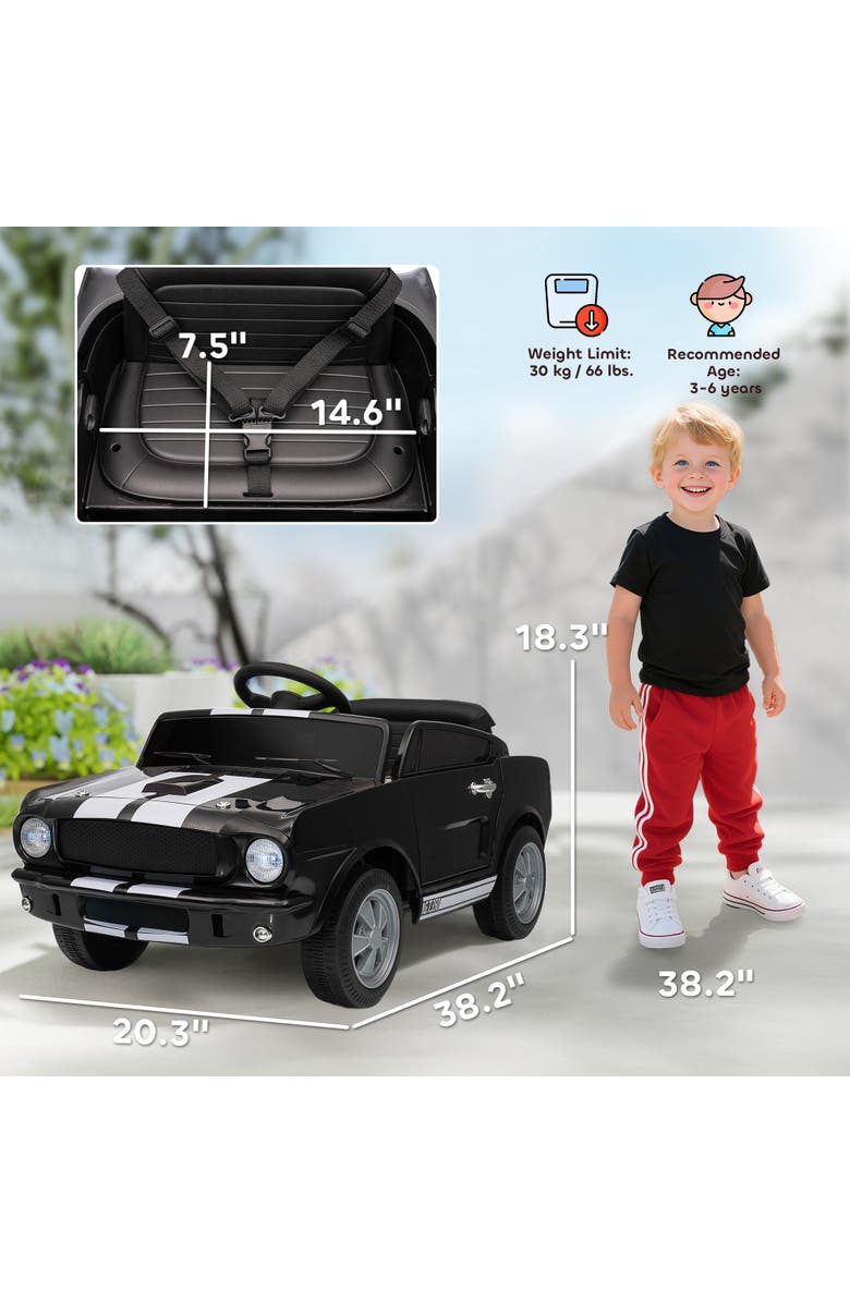 Qaba Licensed Ford Shelby GT 350 Kids Ride On, Battery-Powered, Remote, Speed, MP3, Alternate, color, Black