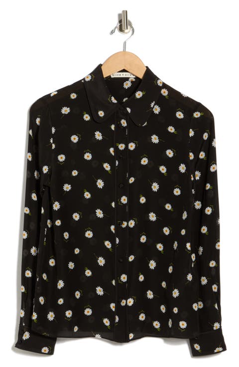 Willa Floral Long Sleeve Silk Button-Up Shirt