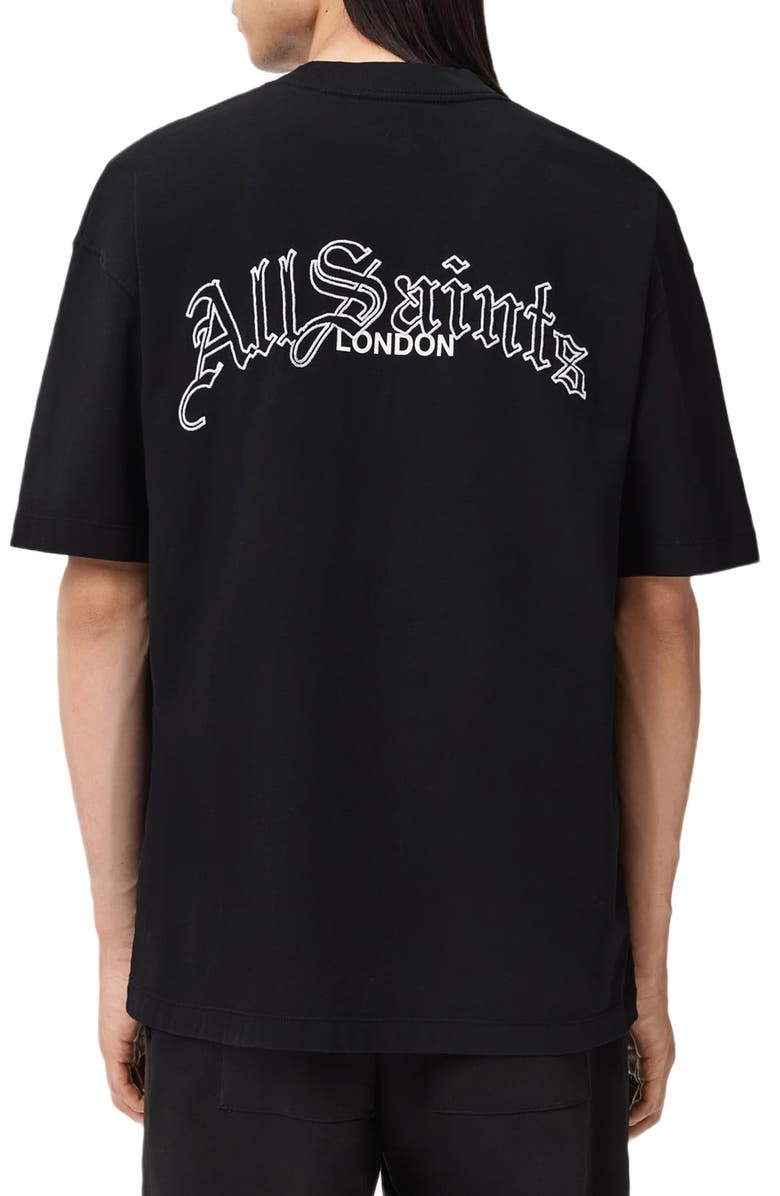 AllSaints Descent Overize Embroidered Cotton T-Shirt, Alternate, color, Washed Black