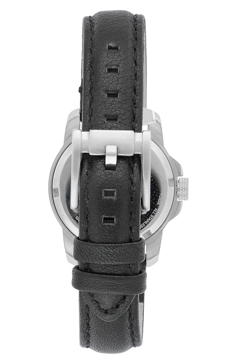 Fossil Neutra Stainless Steel Leather Strap Watch, Alternate, color, Silver