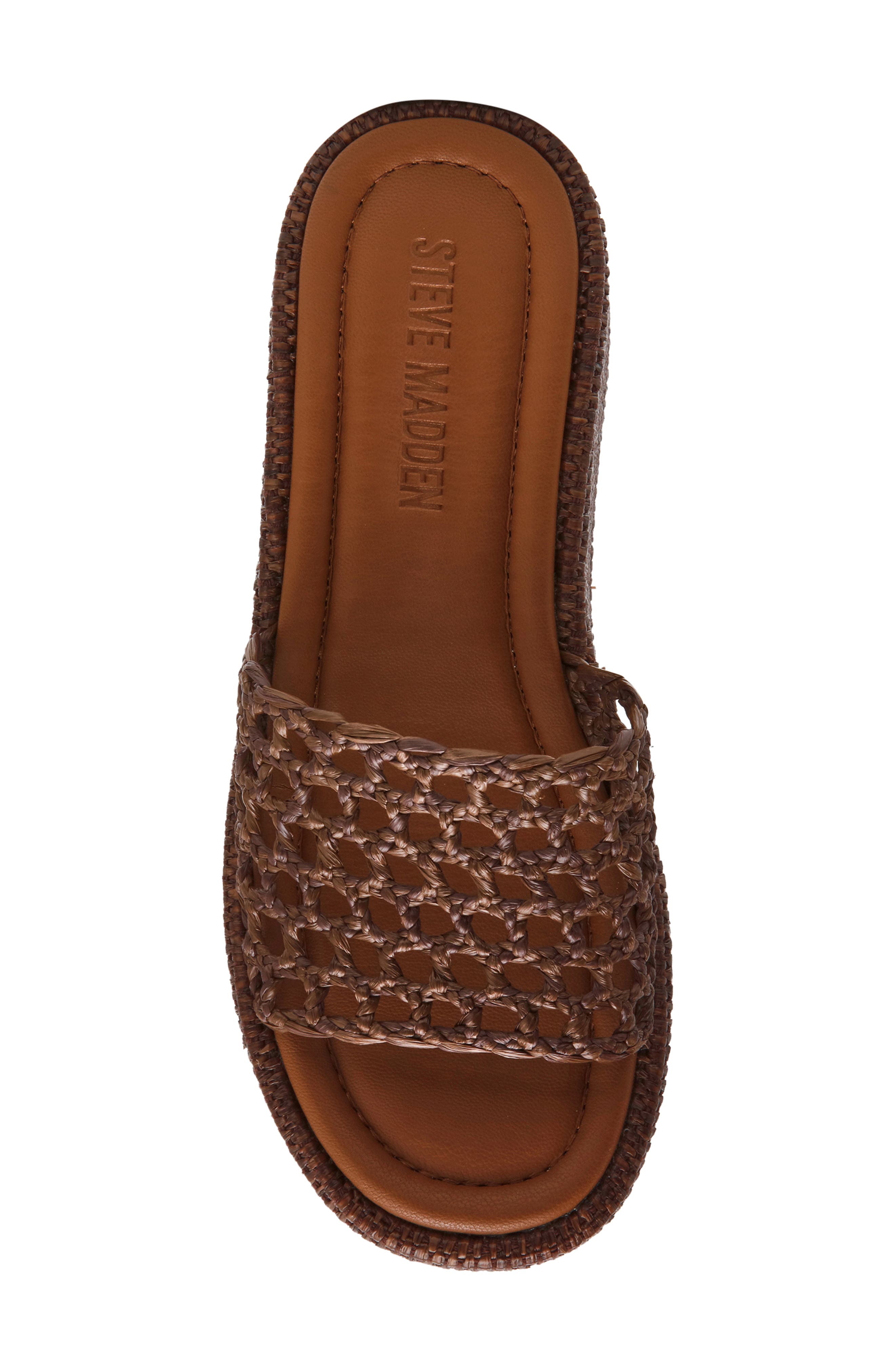 Steve Madden Brandy Platform Wedge Slide Sandal, Alternate, color, Brown Raffia