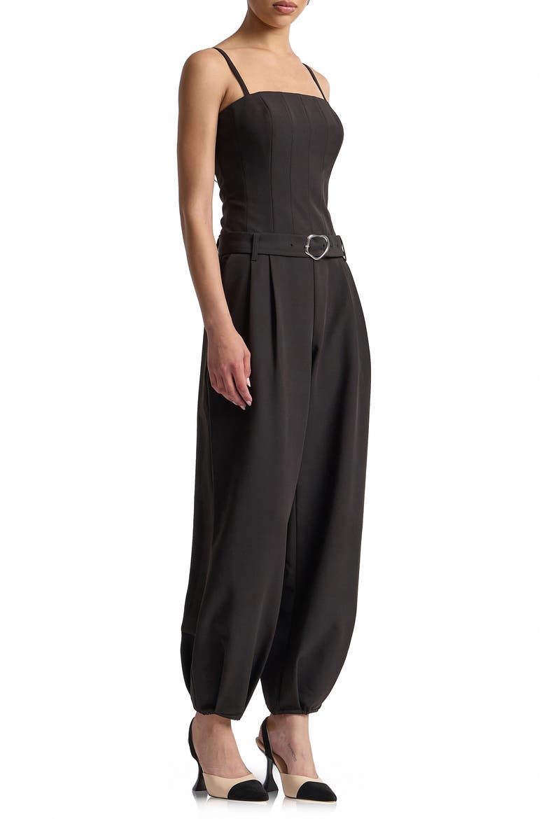 Belted Corset Jumpsuit, Alternate, color, BLACK