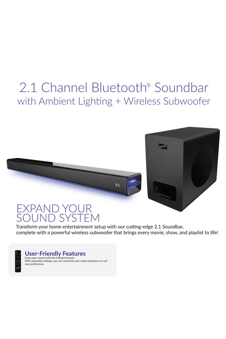2.1 Channel Bluetooth Soundbar w/ Ambient Lighting, Alternate, color, Black