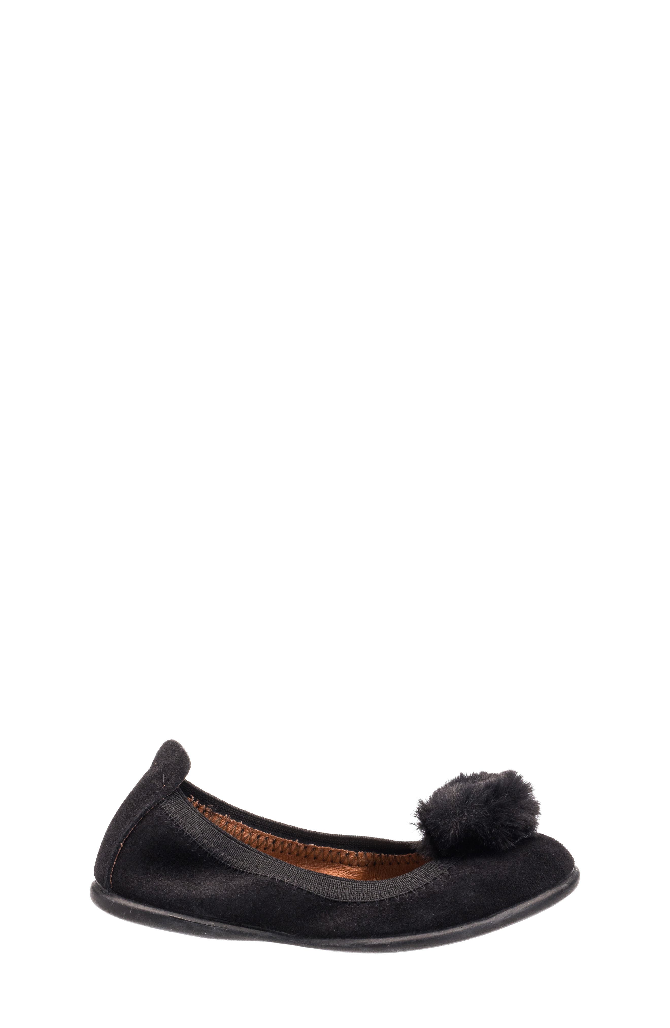 Elephantito Kids' Faux Fur Pompom Ballerina Flat, Alternate, color, 