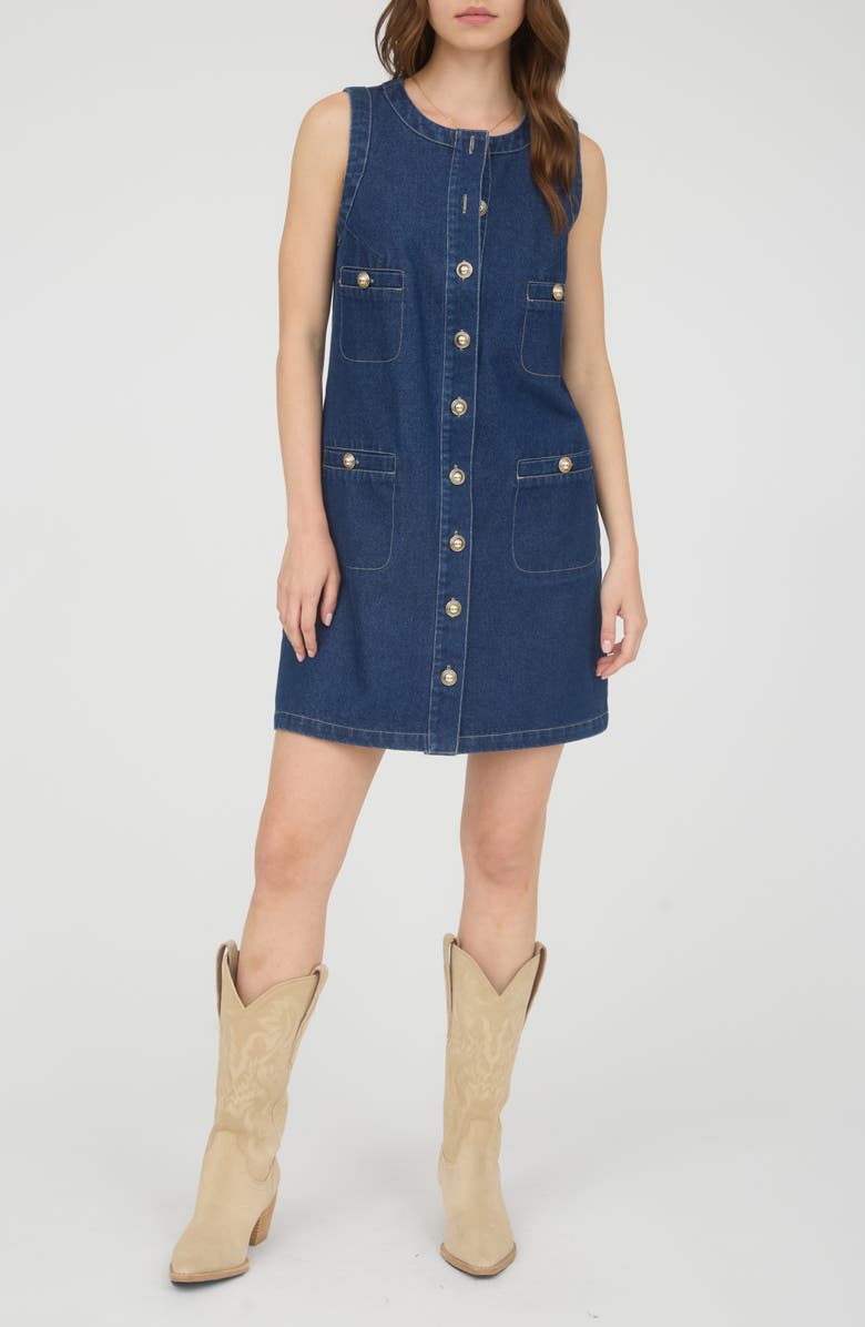 Sleeveless Button Front Denim Minidress