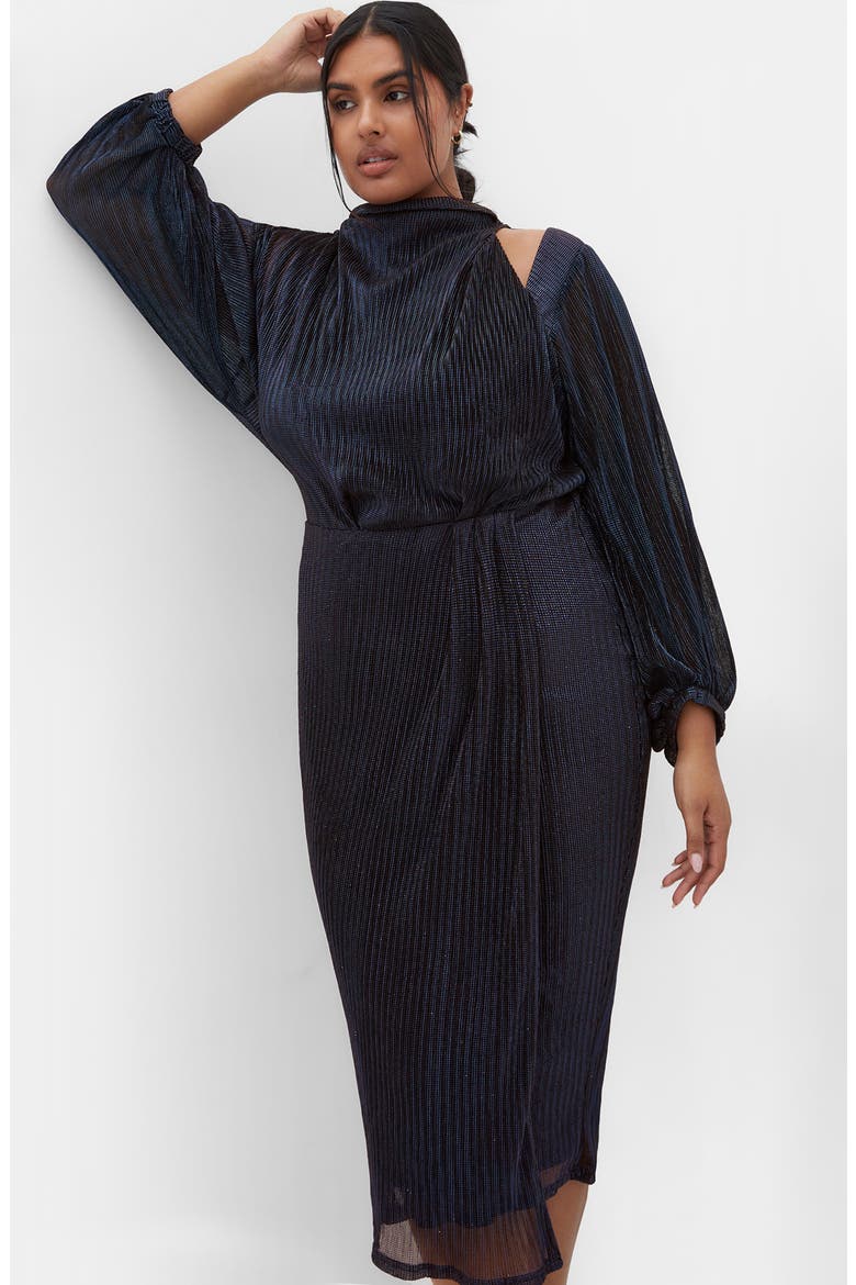 Jaylee Metallic Long Sleeve Sheath Dress, Alternate, color, MIDNIGHT
