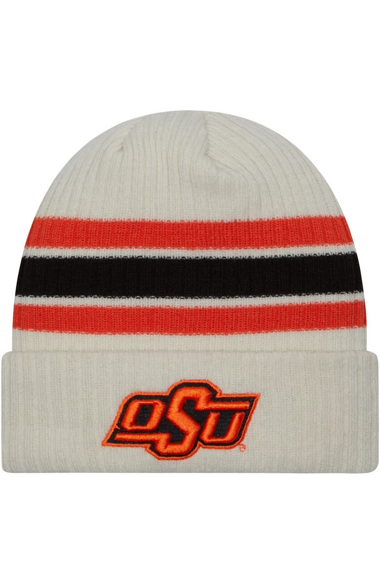 New Era Men's New Era Cream Oklahoma State Cowboys Vintage Cuffed Knit Hat, Main, color, 