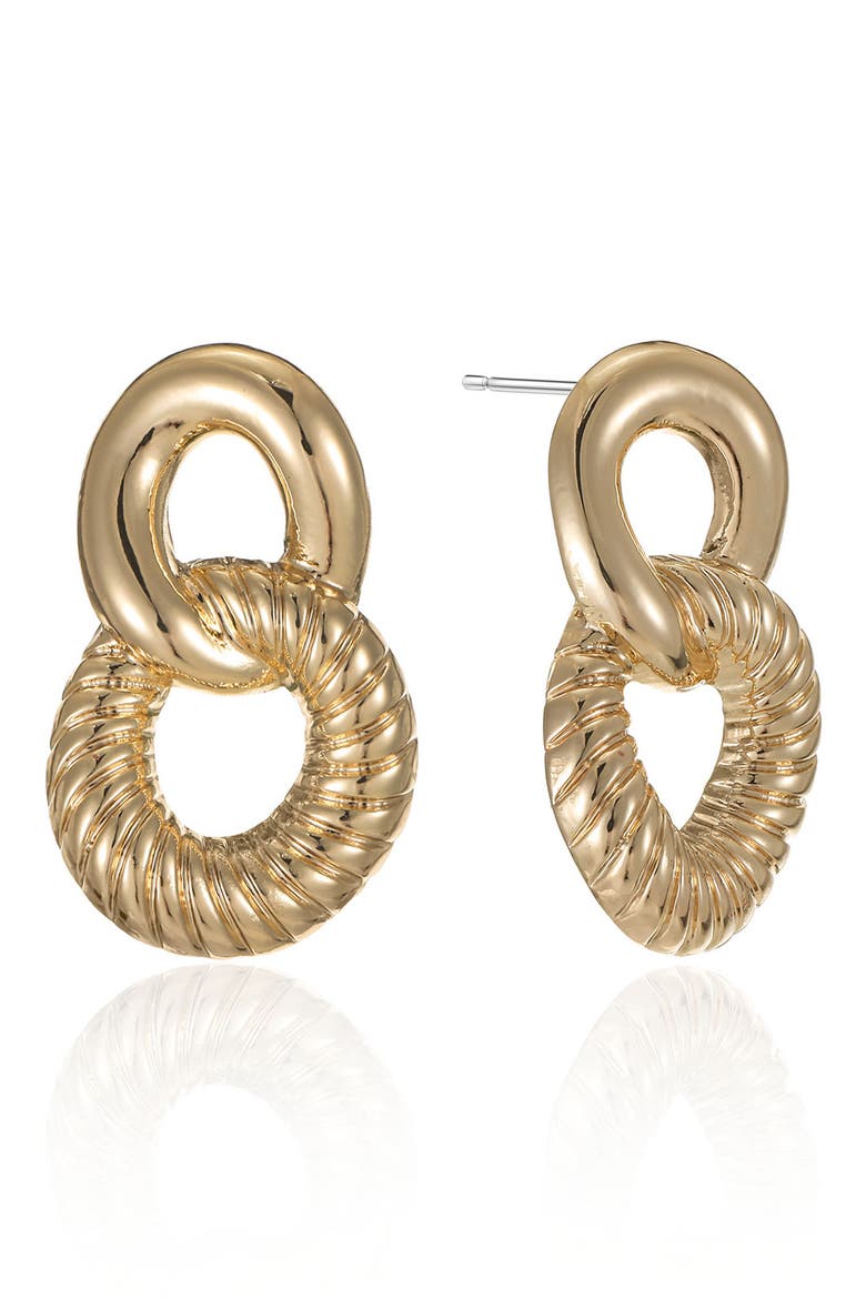 Double Circle Dangle Earrings, Main, color, GOLD