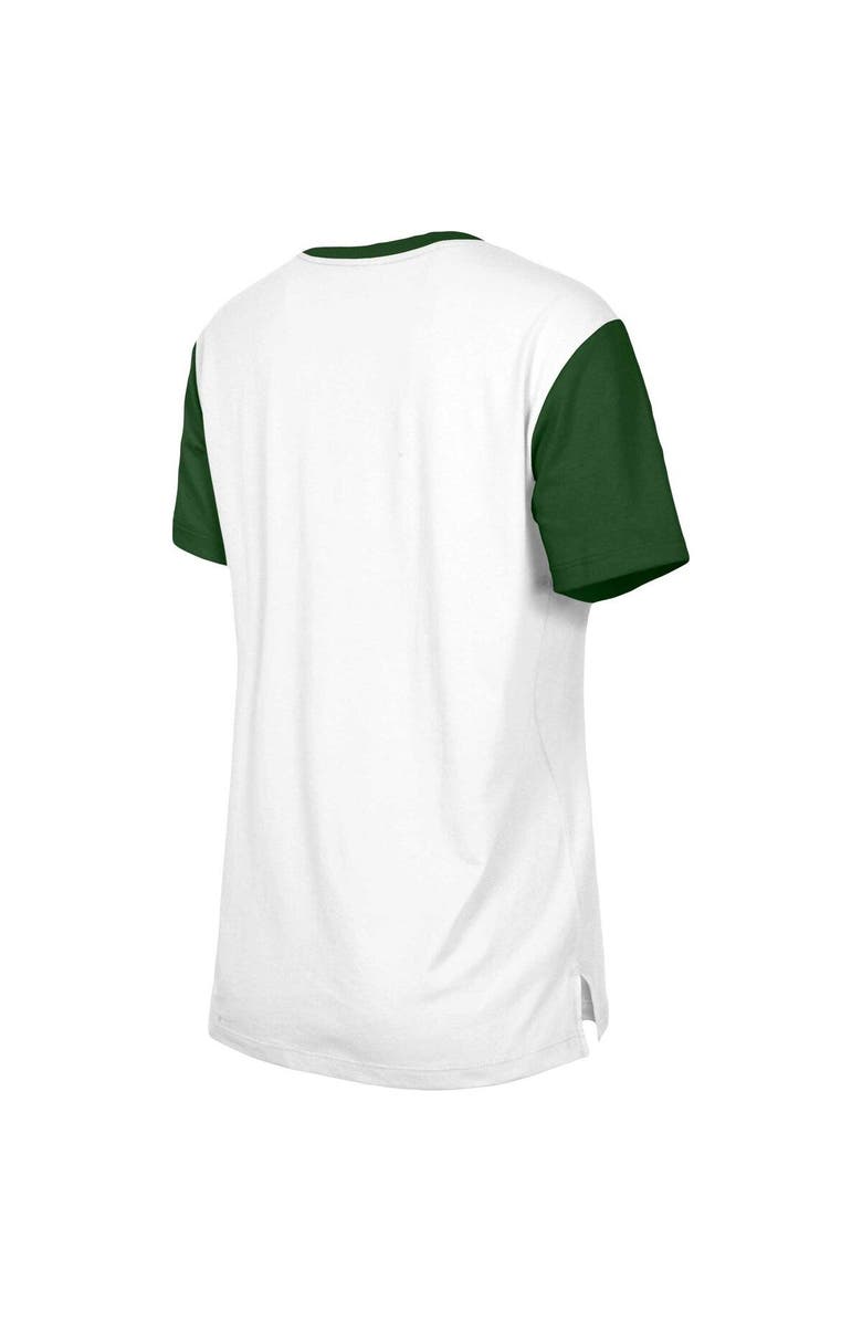 New Era Women's New Era White/Green New York Jets Third Down Colorblock T-Shirt, Alternate, color,