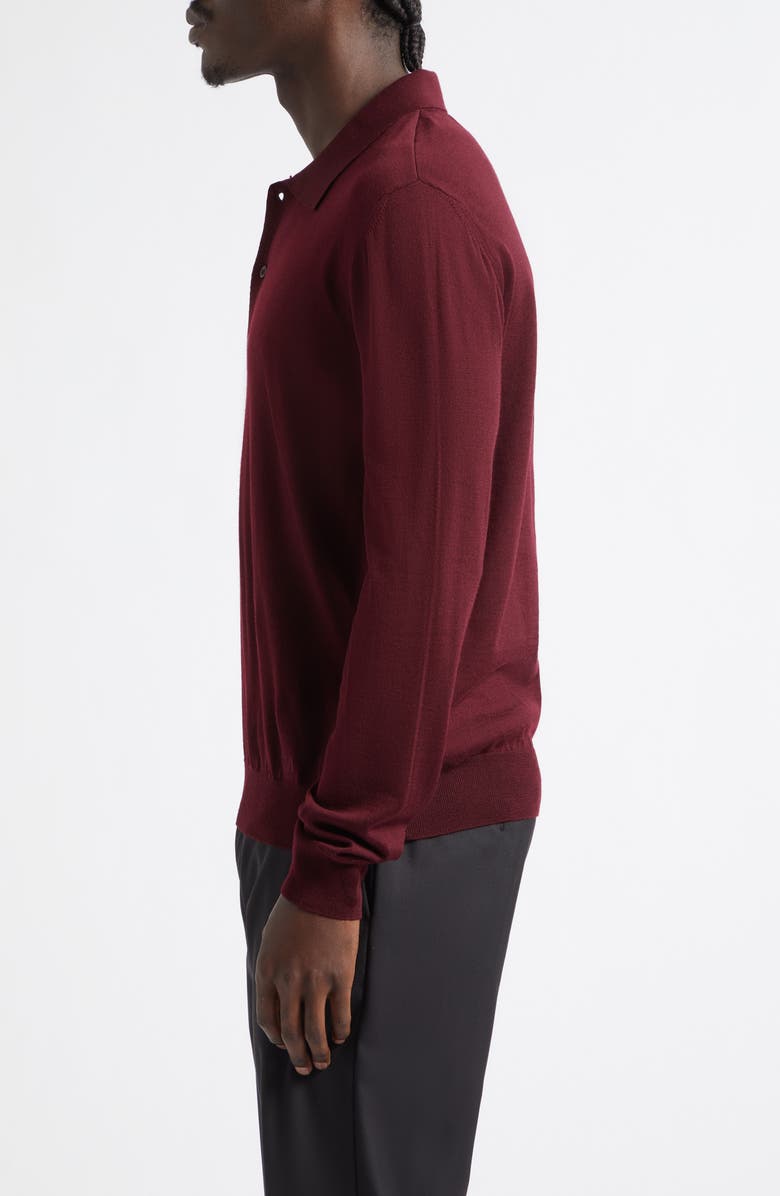 Valentino VLOGO Virgin Wool Polo Sweater, Alternate, color, Wine