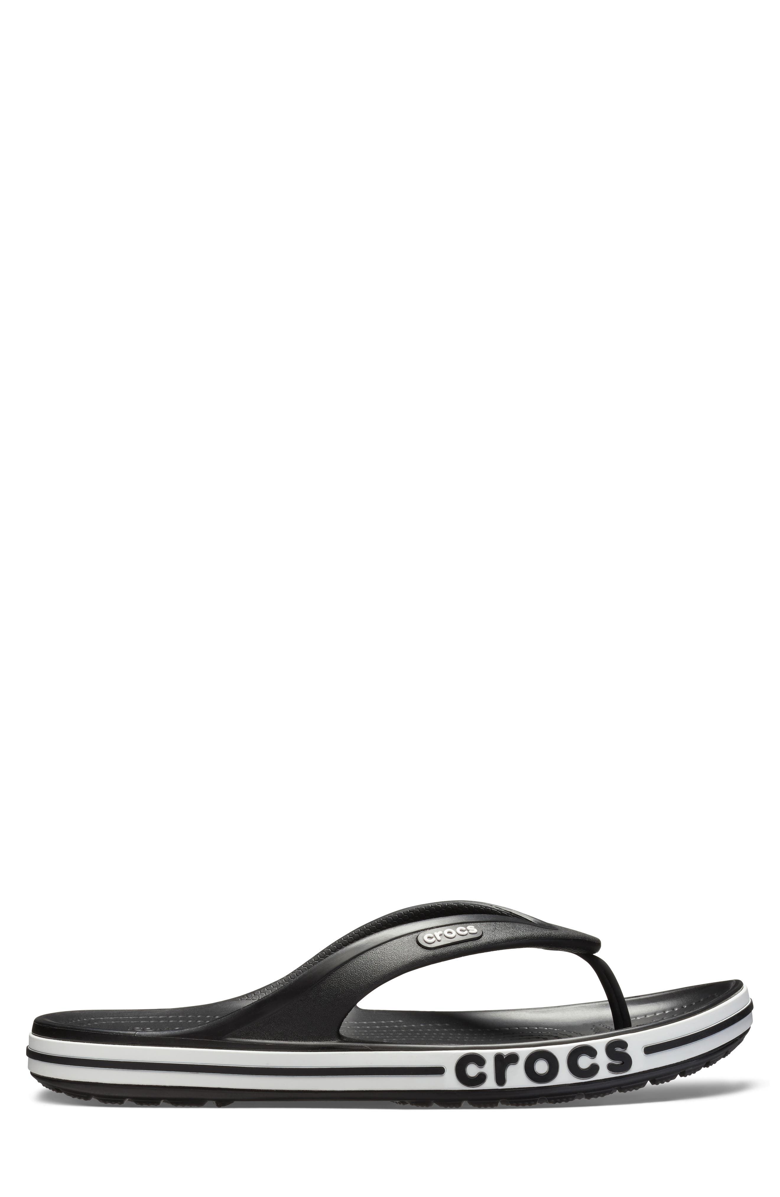 CROCS Gender Inclusive Bayaband Flip Flop Sandal, Alternate, color, Black/White