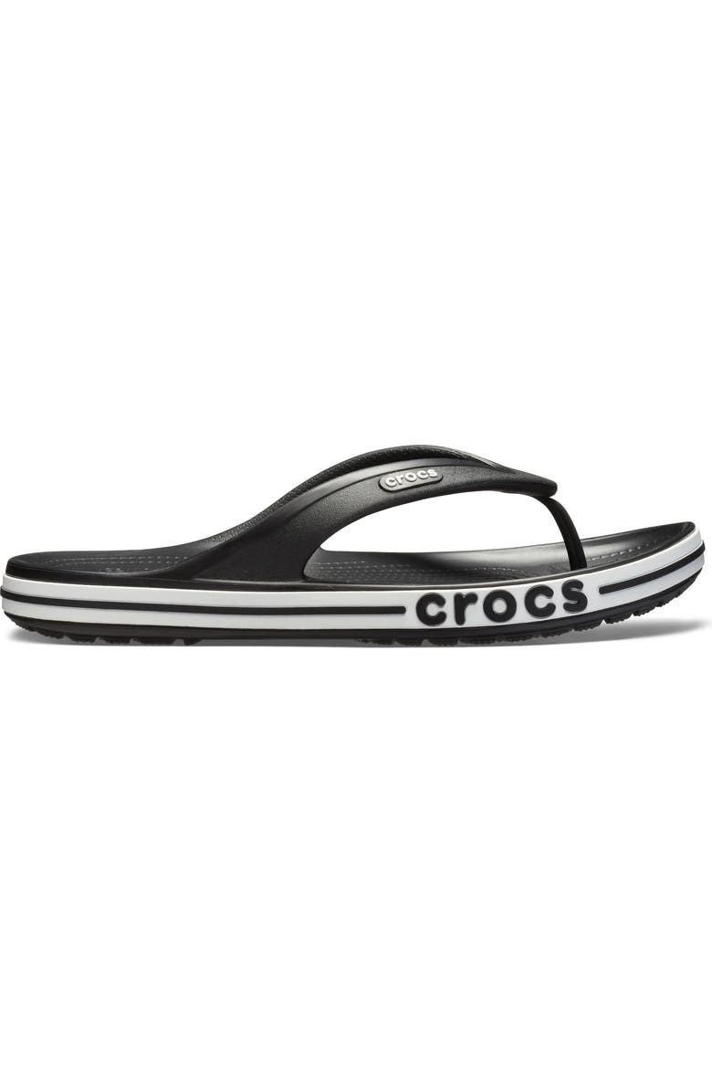 CROCS Gender Inclusive Bayaband Flip Flop Sandal, Alternate, color, Black/White