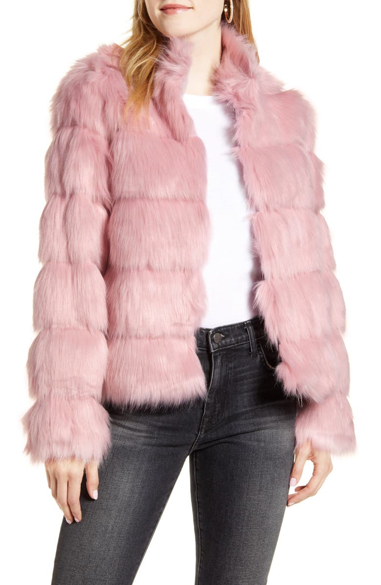 Rachel Parcell Faux Fur Tiered Coat, Main, color, 