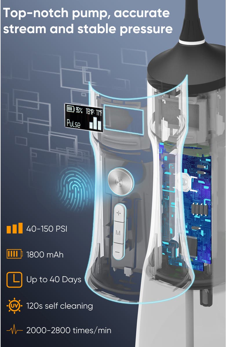 MySmile LP221 Cordless Professional Water Flosser with UVC Sterilizable, Alternate, color, Black