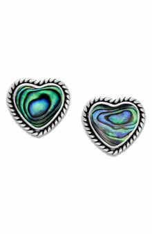 SAMUEL B. Sterling Silver Shell Heart Stud Earrings