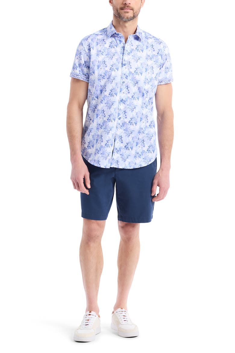 Earlston Short Sleeve Cotton Button-Up Shirt, Alternate, color, LIGHT BLUE