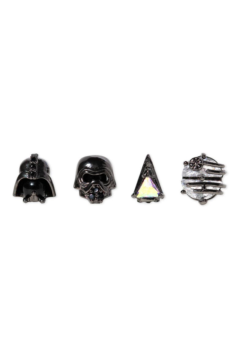 Star Wars™ Power of the Dark Side Set of 4 Mismatched Stud Earrings, Main, color, GUNMETAL