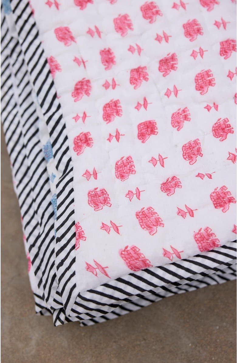 CQC LA Pink Elephant Baby Quilt - Baby, Alternate, color, White, Pink
