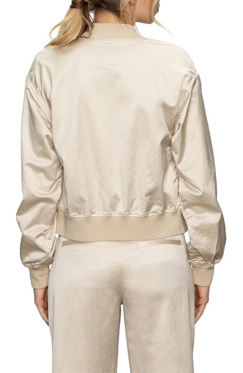 Sanctuary Skyline Cotton Blend Sateen Bomber Jacket In Silver