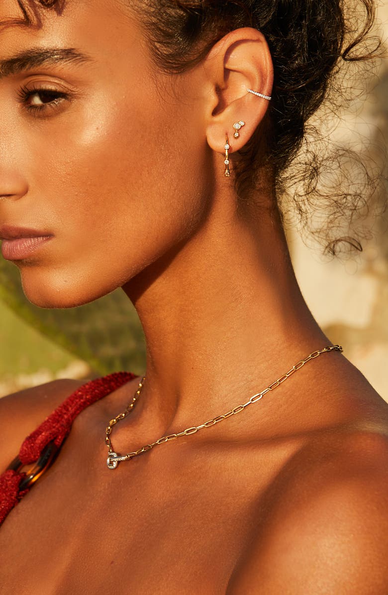 Kimai Remi Single Lab Created Diamond Hoop Earring, Alternate, color,