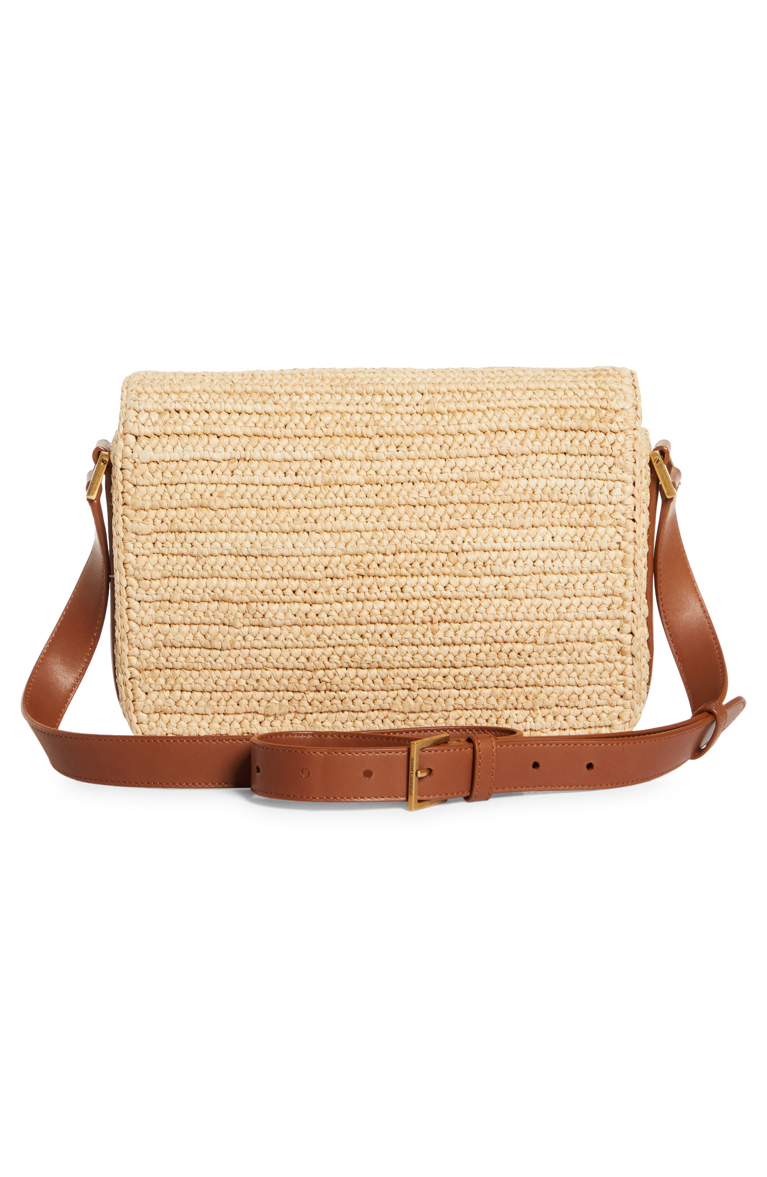 Saint Laurent Medium Solferino Raffia Shoulder Bag, Alternate, color, 