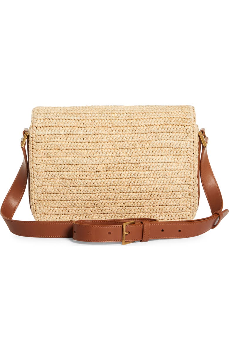 Saint Laurent Medium Solferino Raffia Shoulder Bag, Alternate, color,