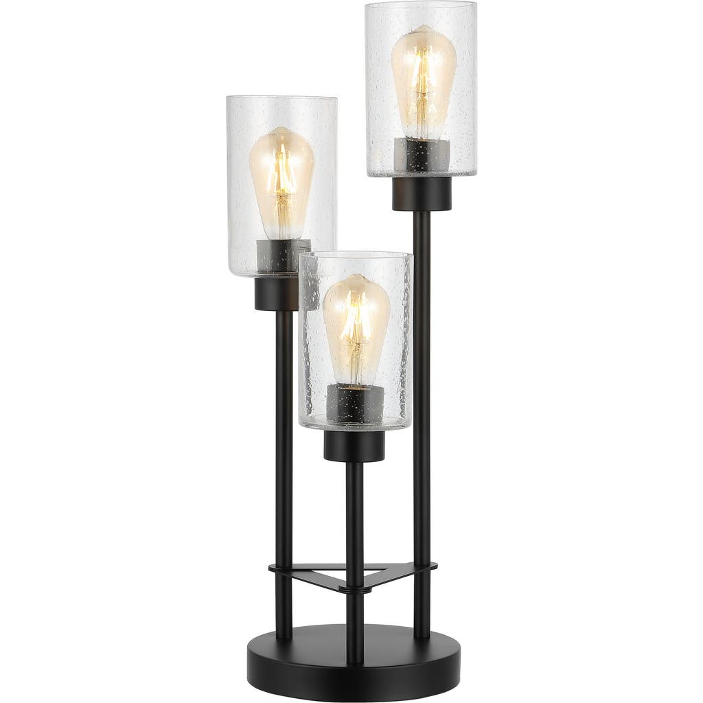 Jonathan Y Axel Modern 20.5" 3-light Iron/seeded Glass Modern Industrial Led Table Lamp, Black