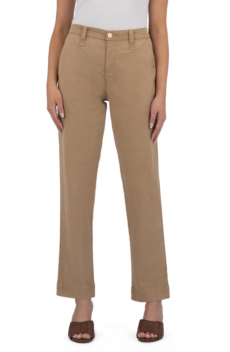 KUT from the Kloth Julie High Waist Straight Leg Pants, Main, color, Cashew