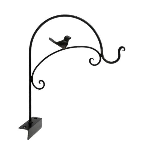 Metal 11 in. Black Plant Hanger with Bird