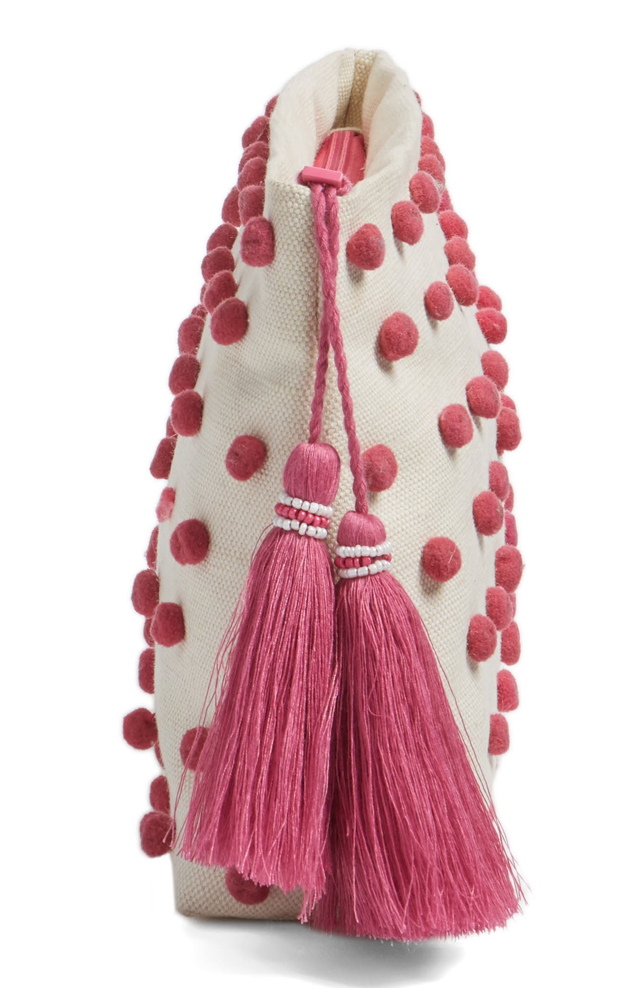 Ava Pompom Pouchette, Alternate, color, PINK