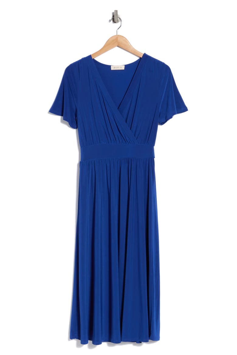 Knit Short Sleeve Midi Dress, Alternate, color, ROYAL
