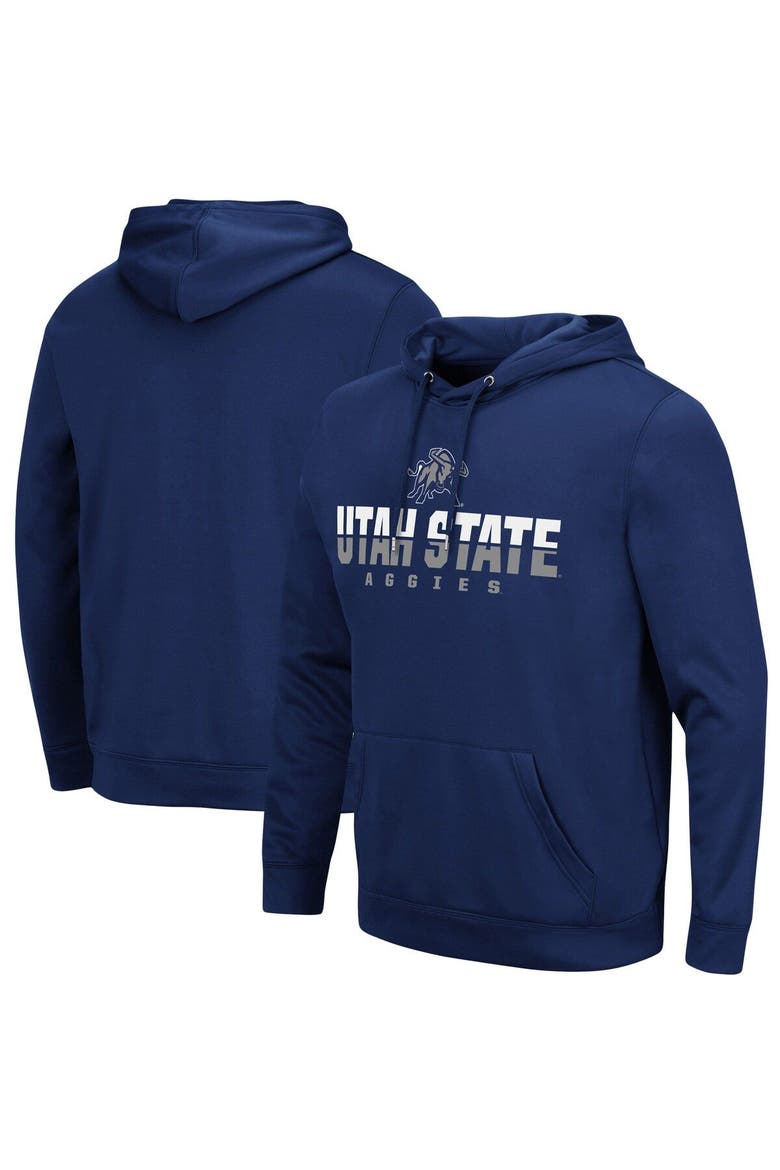 Men's Colosseum Navy Utah State Aggies Lantern Pullover Hoodie, Main, color, Navy