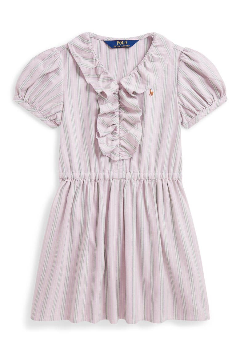 Kids' Ruffle Oxford Dress, Main, color, PINK MULTI