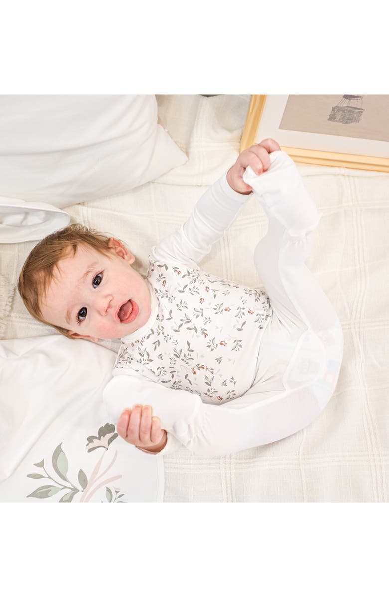 Manière Asymmetrical Leaves Footie, Alternate, color, Leaves