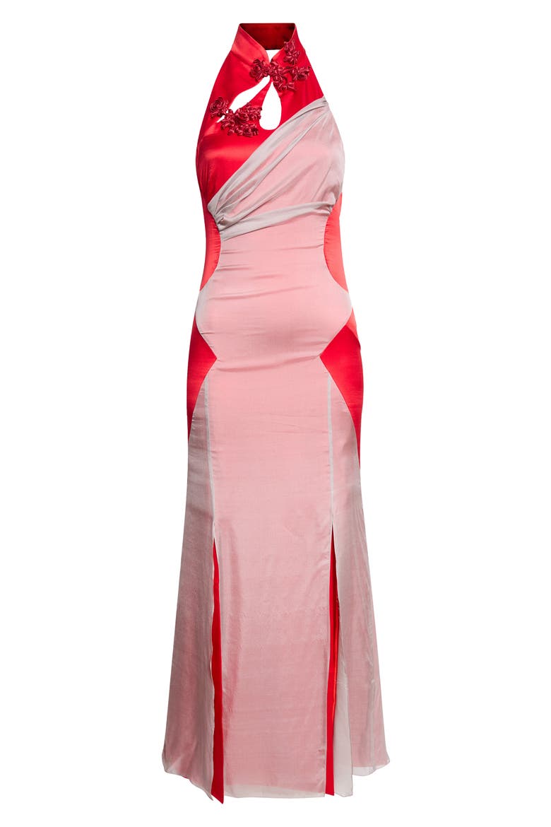Wai Tak Silk Gown, Alternate, color, RED AND SMOKE
