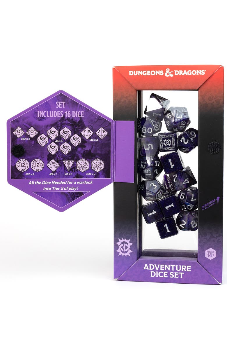 Dungeons & Dragons D&D Adventure Dice Warlock Purple, 16 Pieces, Alternate, color, Purple