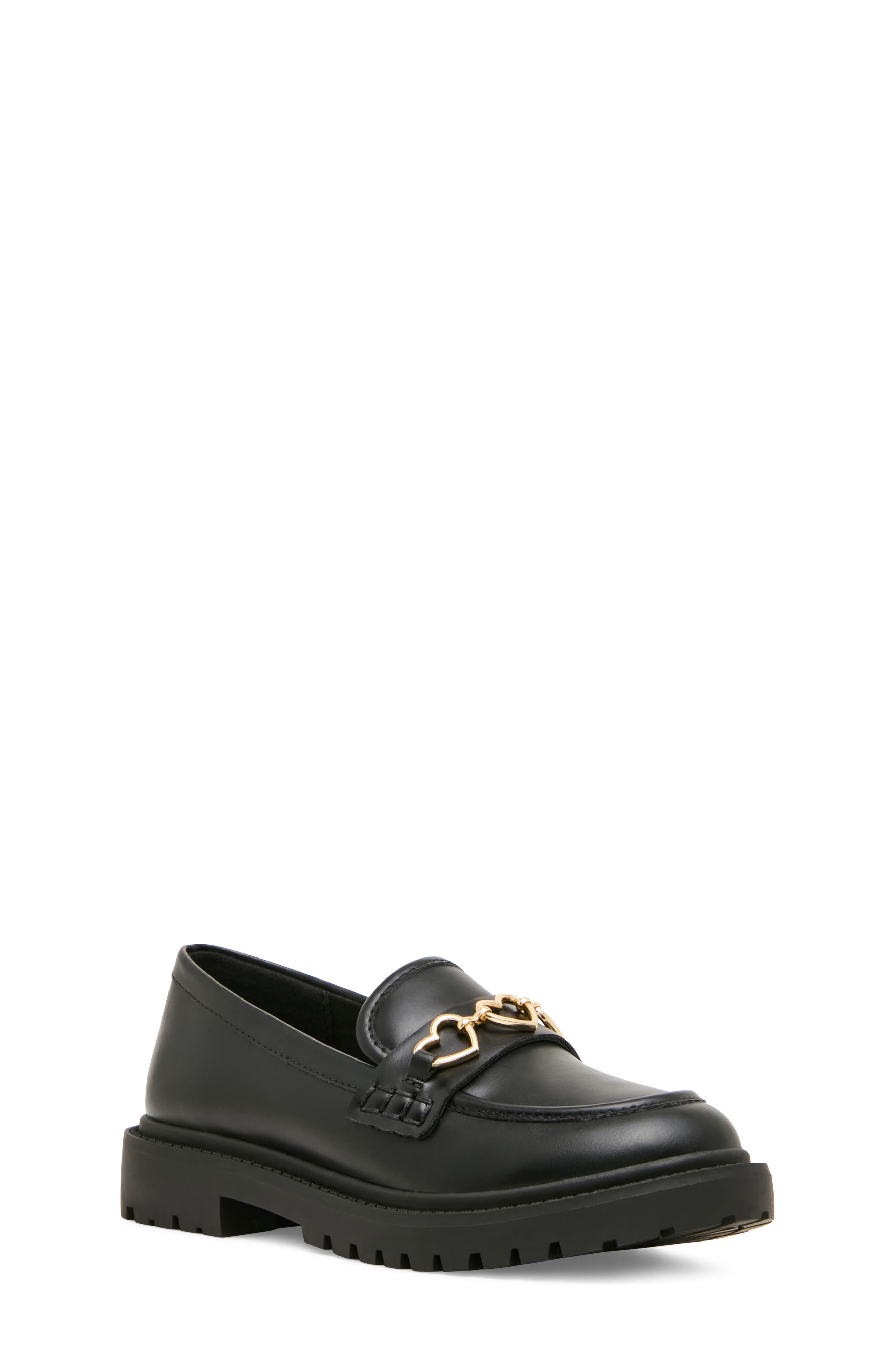 Kids' Jtwinkle Faux Leather Loafer, Main, color, BLACK