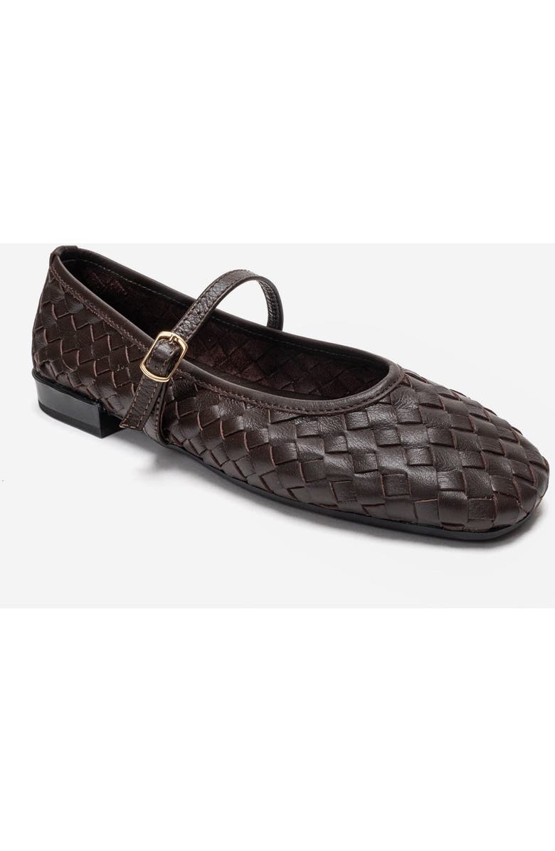 Forever & Always Shoes Yevora Leather Woven Strap Ballet Flat, Alternate, color, Brown