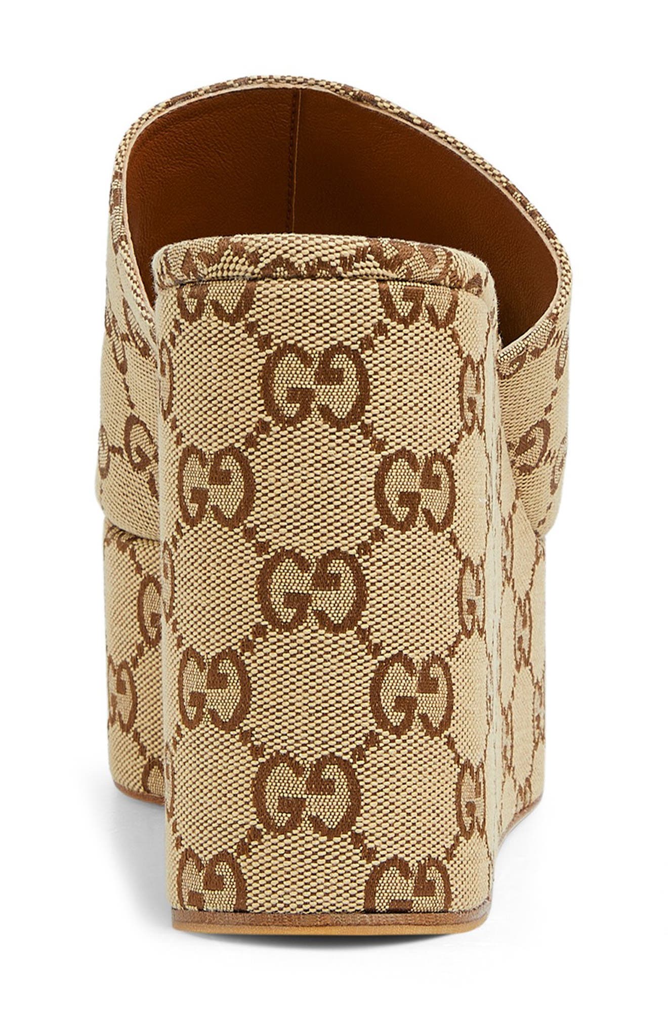 Gucci Carmen Horsebit Platform Wedge Sandal, Alternate, color, Brown