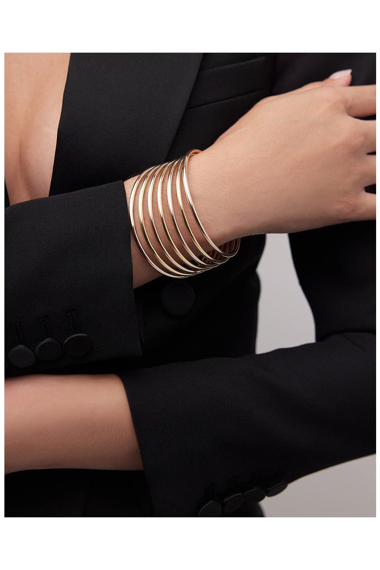 Set of 7 Mixed Metal Bangles (Nordstrom Exclusive), Alternate, color, YELLOW GOLD