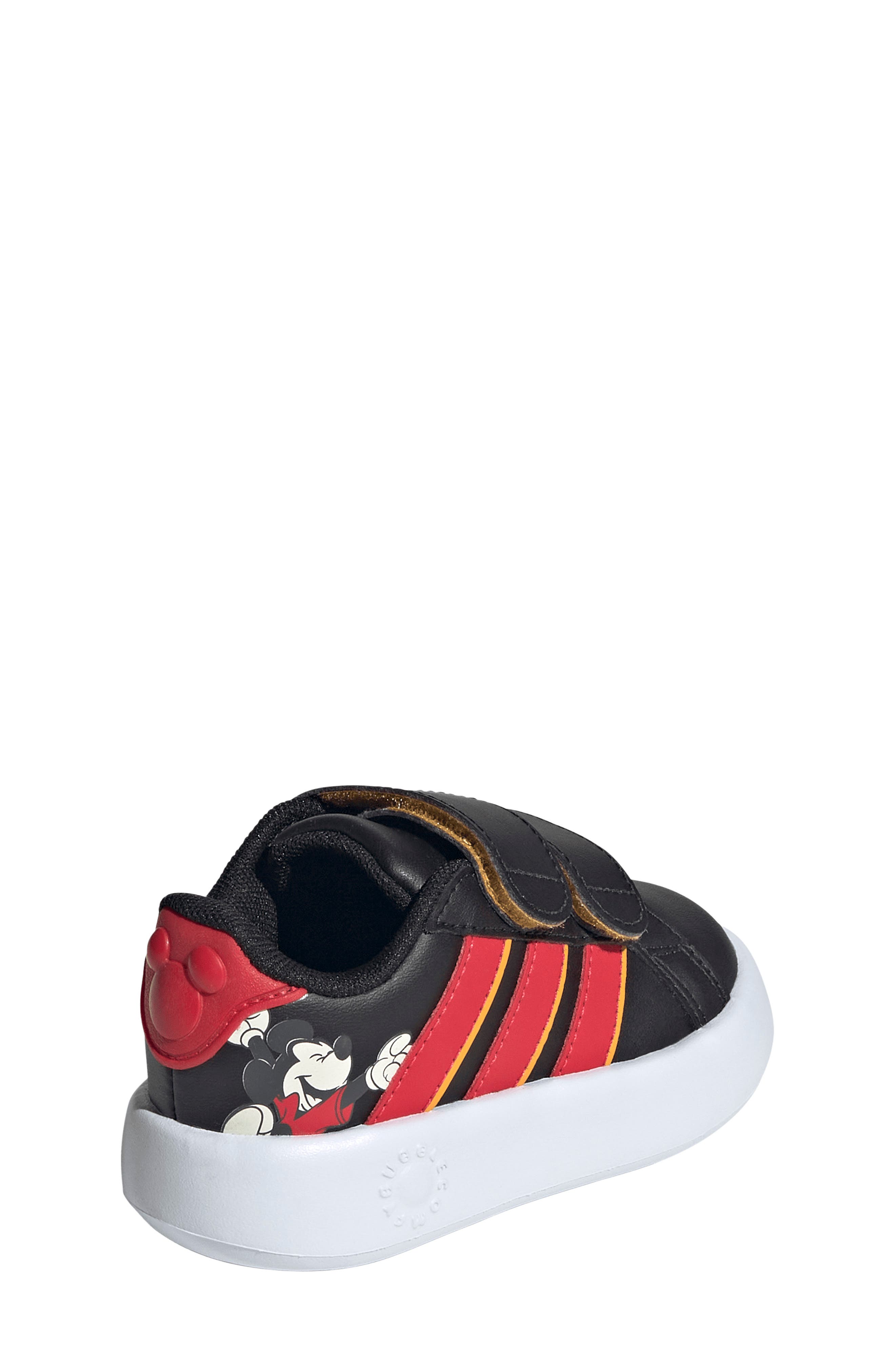 Kids' Grand Court Mickey Sneaker, Alternate, color, BLACK/ PURE RUBY/ YELLOW