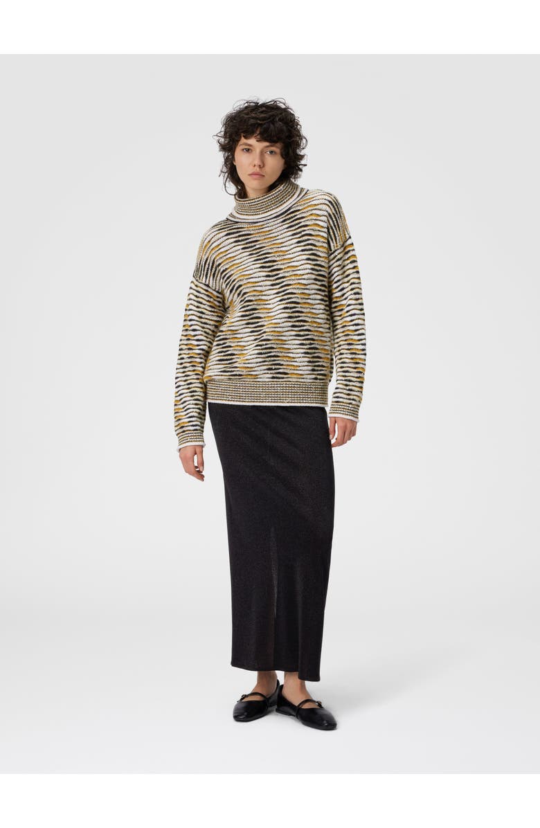 Missoni Oversized High-neck Sweater With Flame Pattern, Alternate, color, Yellow & Brown