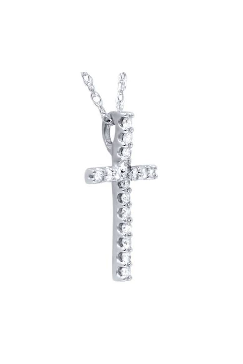 1/10ct Diamond Cross Pendant 10K Gold 1/2" Tall Lab Grown, Alternate, color, 10k White Gold