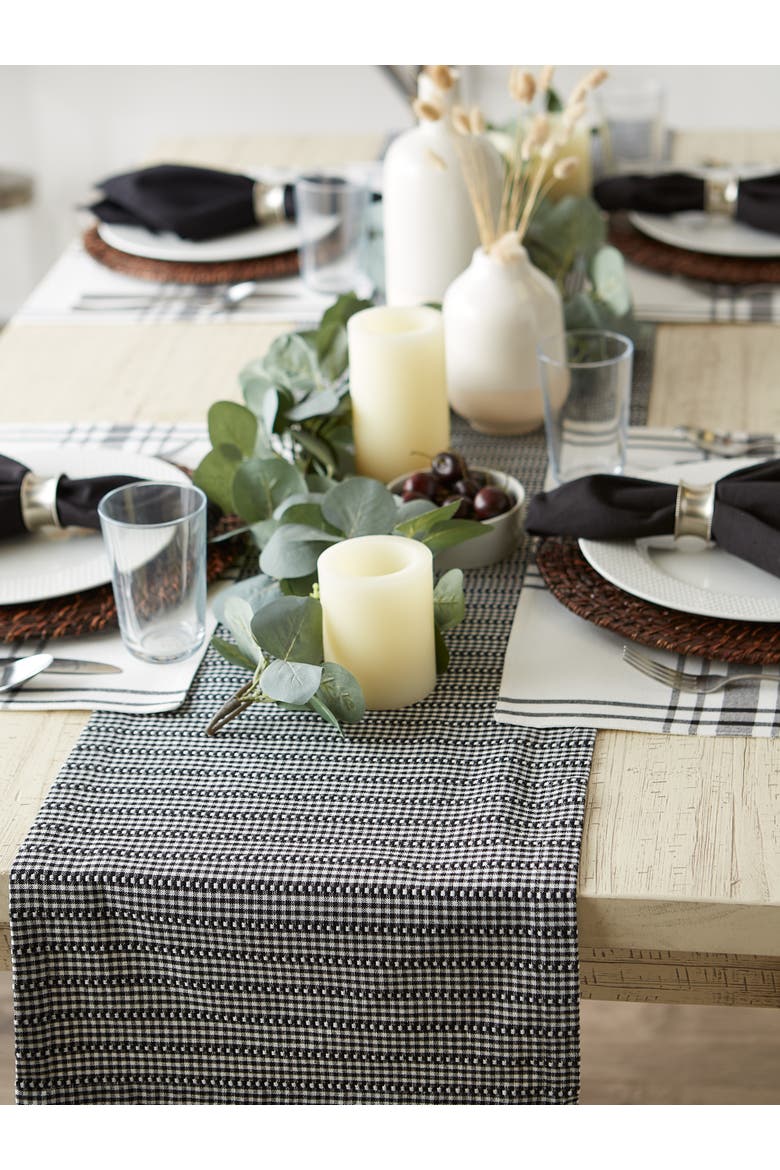 Black Farmhouse Gingham Table Runner 14x72, Alternate, color, Black