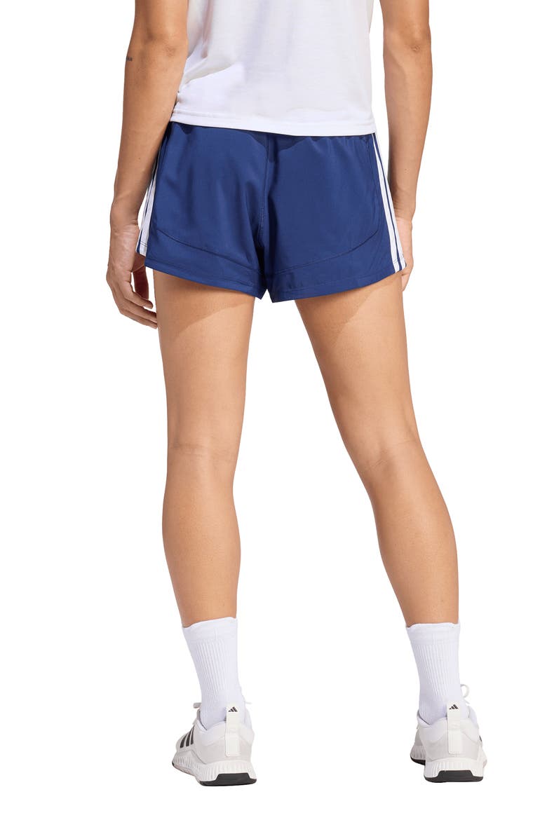 Pacer High Waist Climacool Shorts, Alternate, color, DARK BLUE/ WHITE