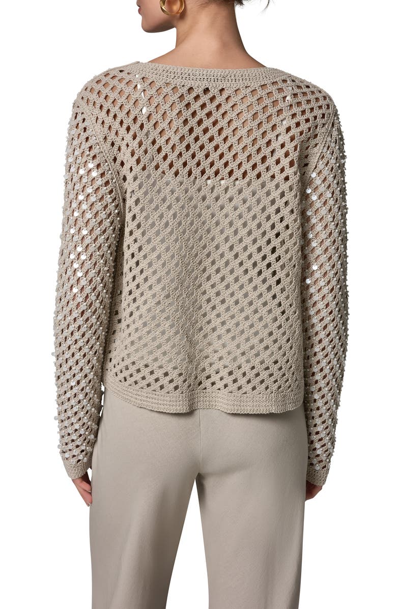 Donna Karan New York Pearl Detail Open Knit Cardigan, Alternate, color,