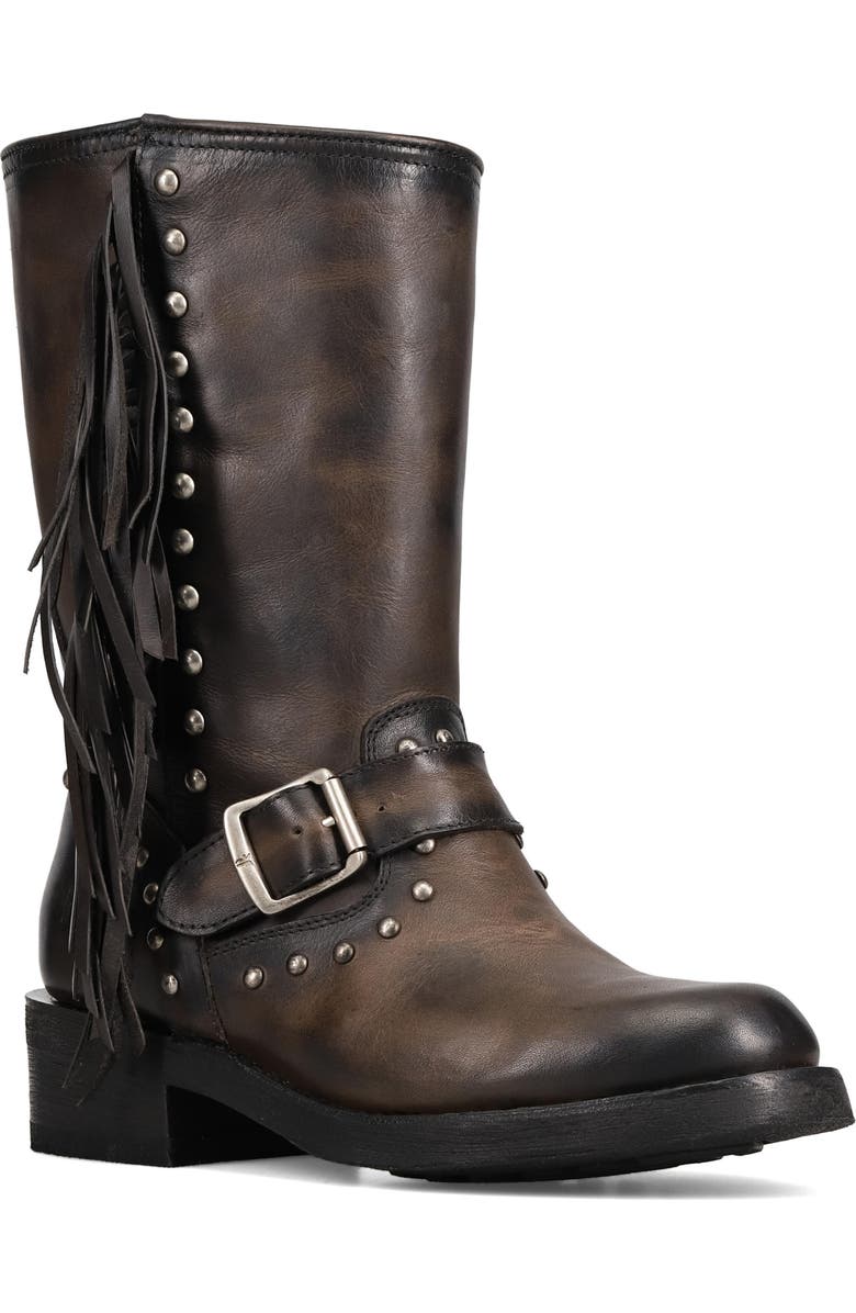 Frye Viv Fringe Trim Boot, Main, color, Black