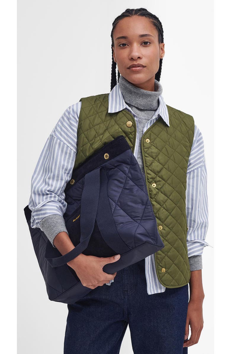 Barbour Healy Mixed Media Tote, Alternate, color, Navy