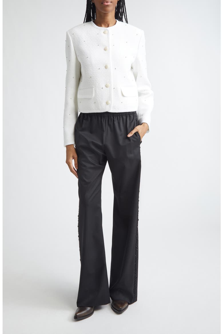 Rhinestone Boxy Bouclé Jacket, Alternate, color, OFF-WHITE